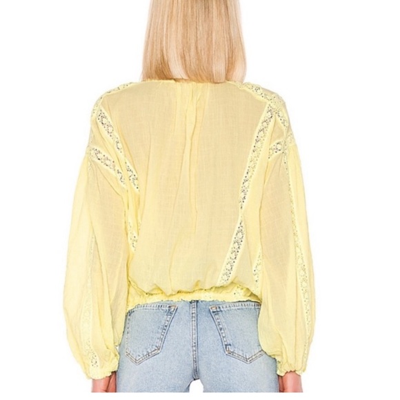 New with Tags Free People Maria Maria Lace Blouse In Lemon Gela - Picture 2 of 7